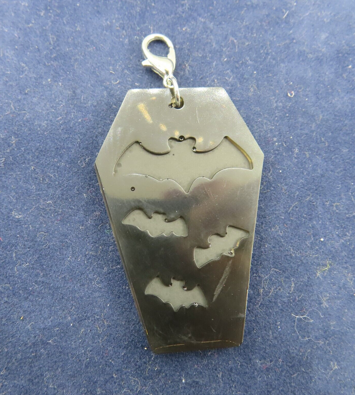 BATS BLACK Coffin Vampire Charm Zipper Pull Keychain Add On Clip Planner Resin