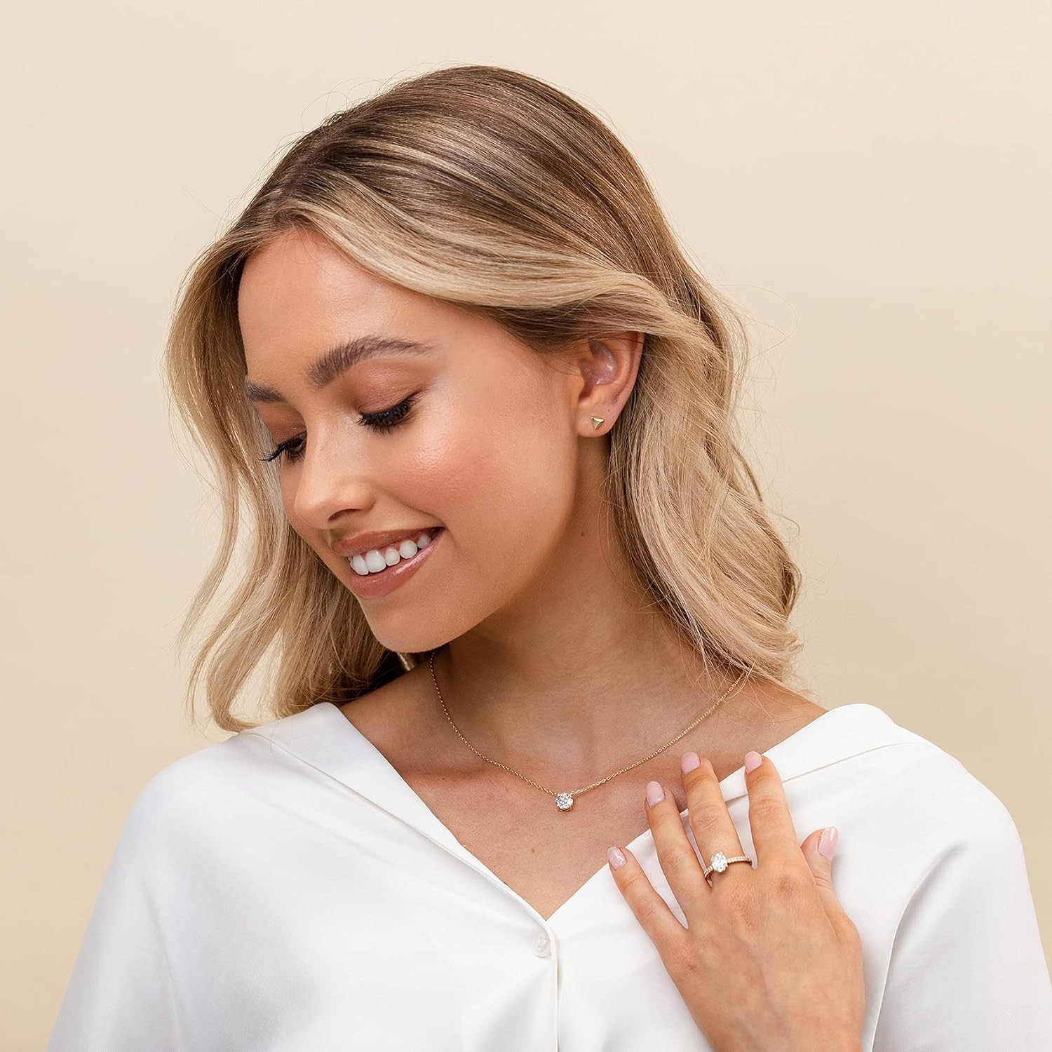 14K Gold Plated Crystal Solitaire Choker Necklace, 1.5 Carat CZ