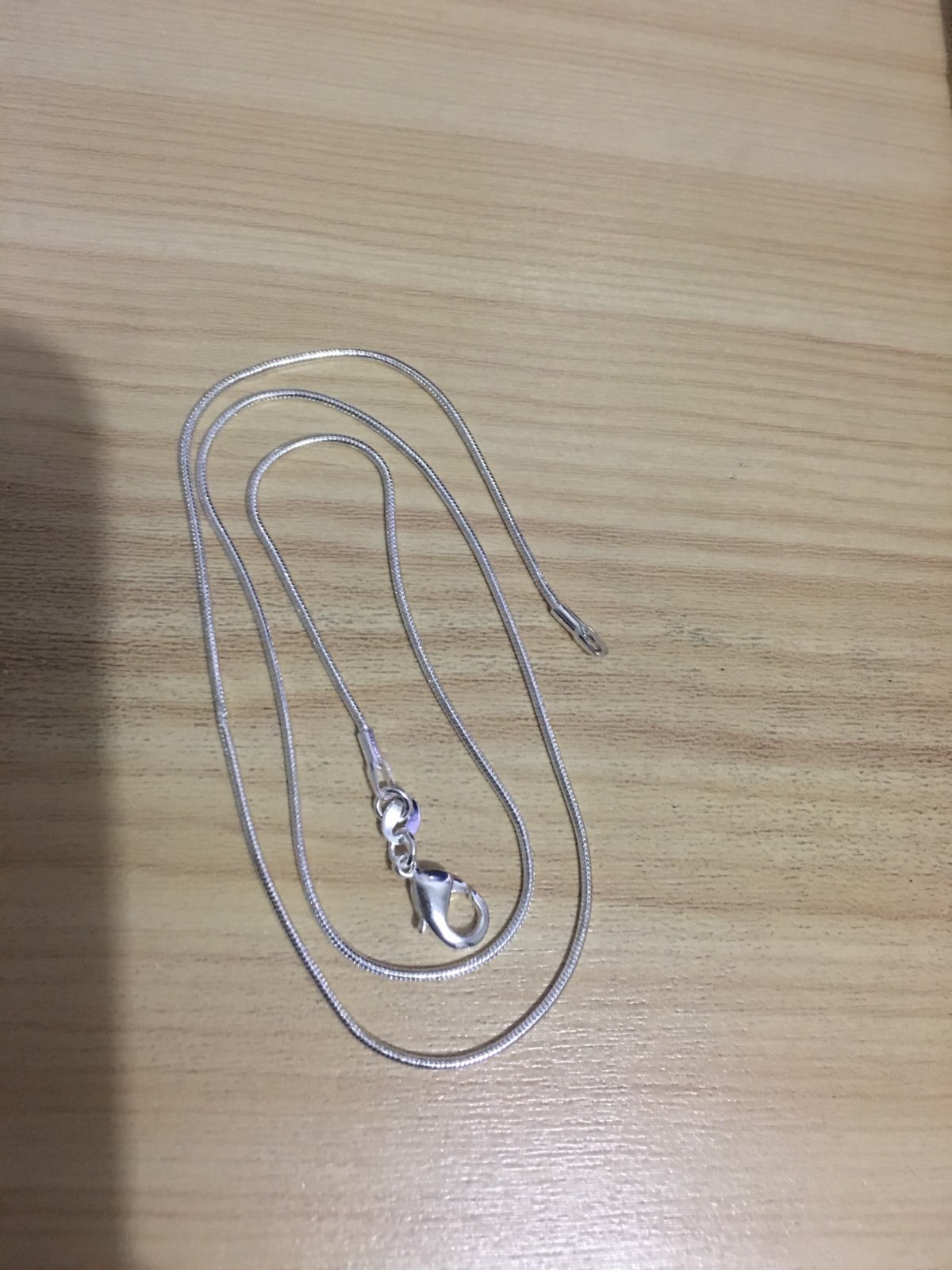 925 Sterling Plated Silver Snake Chain Necklace 1 mm 18″