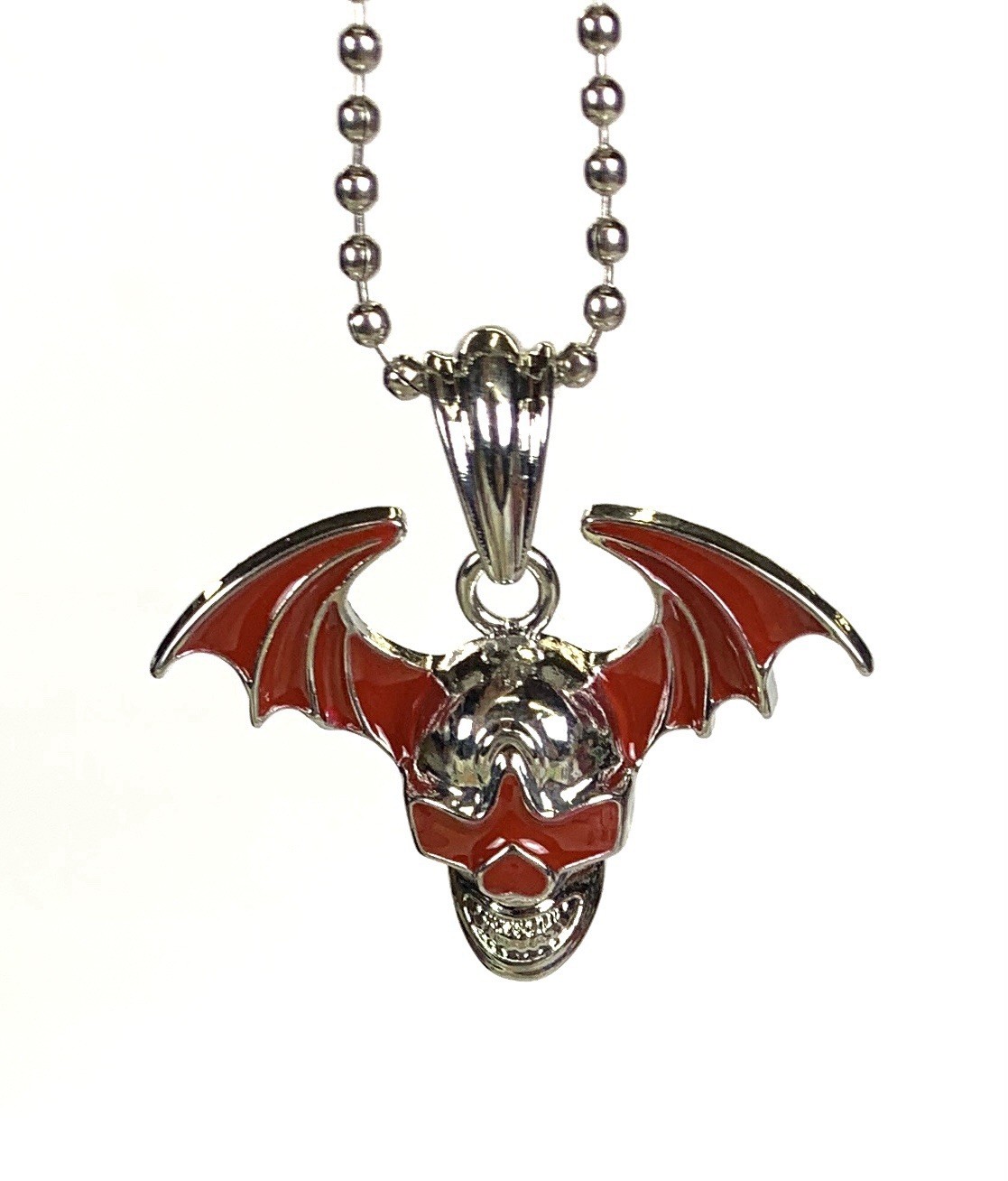 Dracula Cross Skull Vampire Bat Pendants Ball Chain Set of 2 Necklaces a