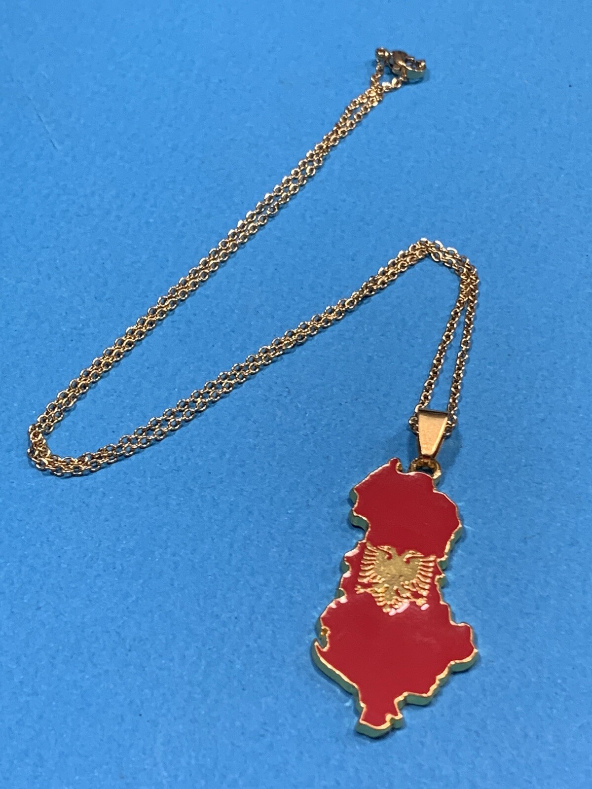 NEW ALBANIA MAP-KOSOVA-NECKLACE PENDANT-GOLD COLOR- SOUVENIR