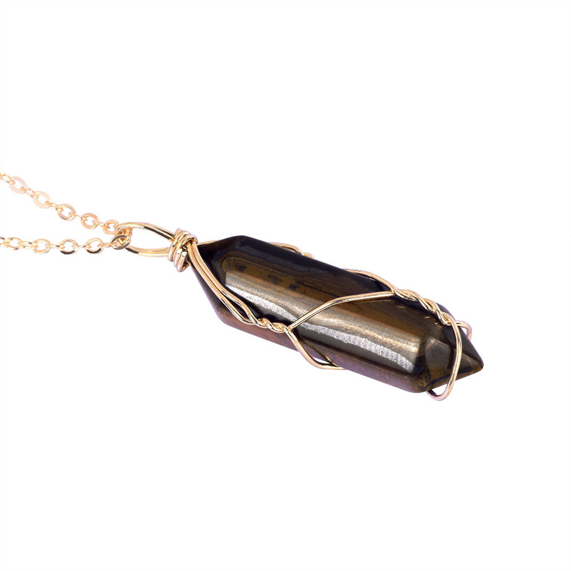 1Pc Hexagonal Stone Pendant Healing Natural Crystal Quartz Chakra Necklace Gifts