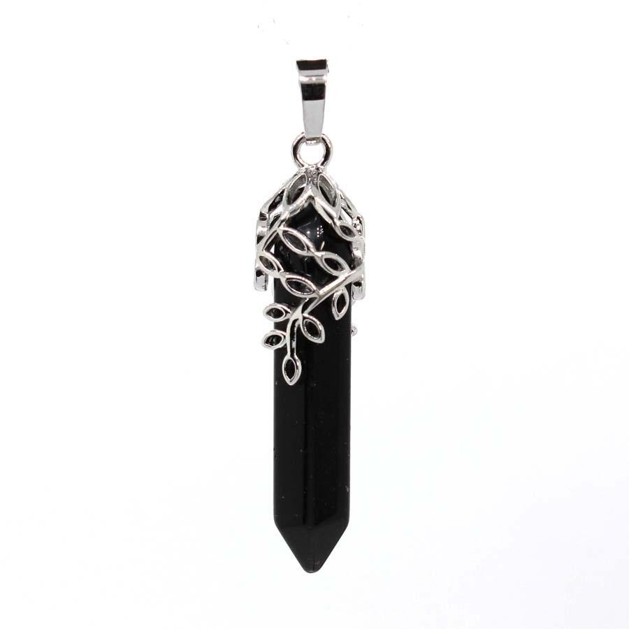 Crystal Hexagon Stone Pendant Amethyst Rose Quartz Jewelry Charm