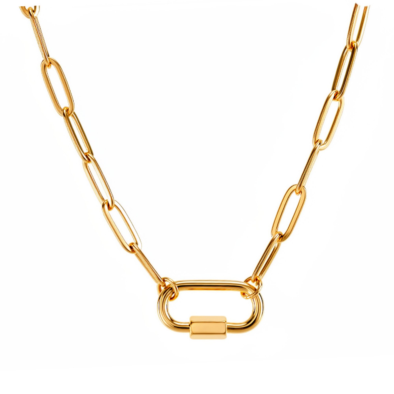 Carabiner Charm Holder Necklace for Women by Ginger Lyne 18KT Gold Plated Sta…