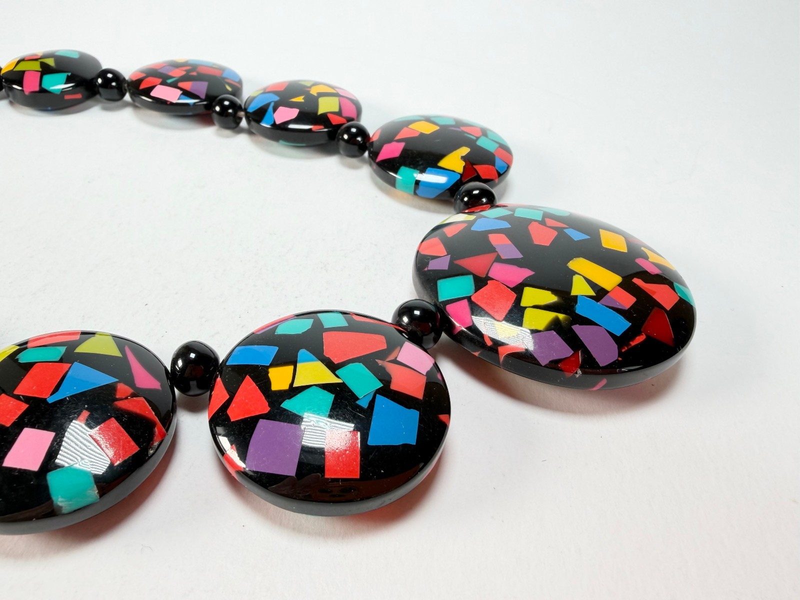 Marion Godart – Confetti “Bouclier” Art-Deco Mix Resin Necklace