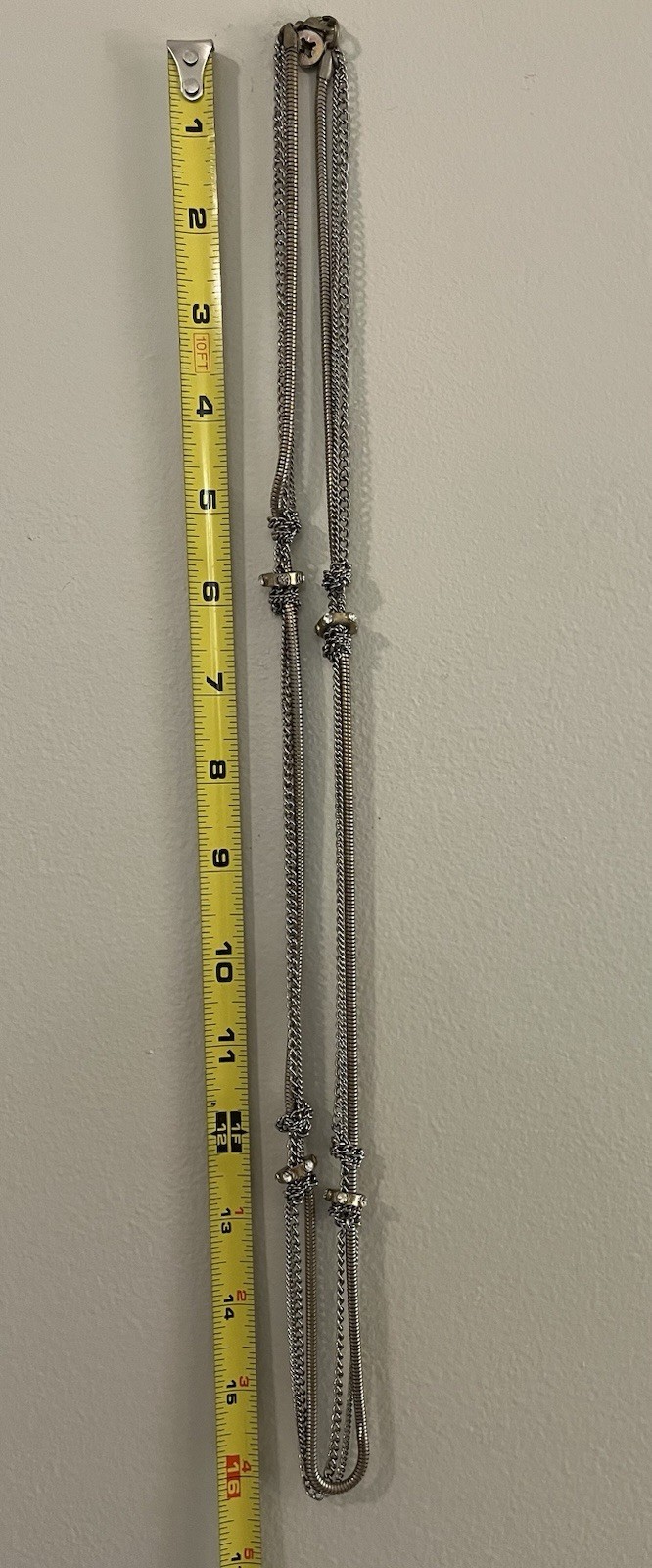 Vintage Loft Silver & Gold-Tone Snake Chain w/ Rhinestones Long Necklace, NWOT