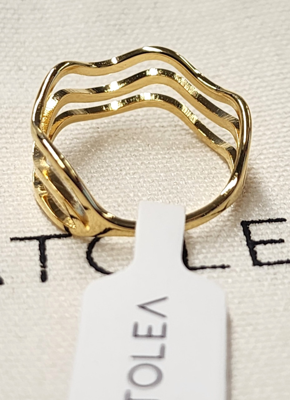 Atolea 18K Gold Plated Ocean Waves Ring sz 8