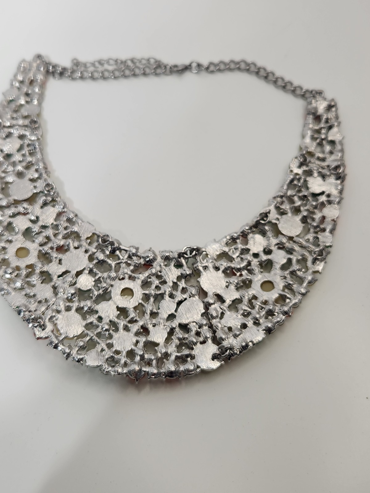 Multicolor Fruitbowl Rhinestone Bib Statement Necklace Round Crystal CableChain