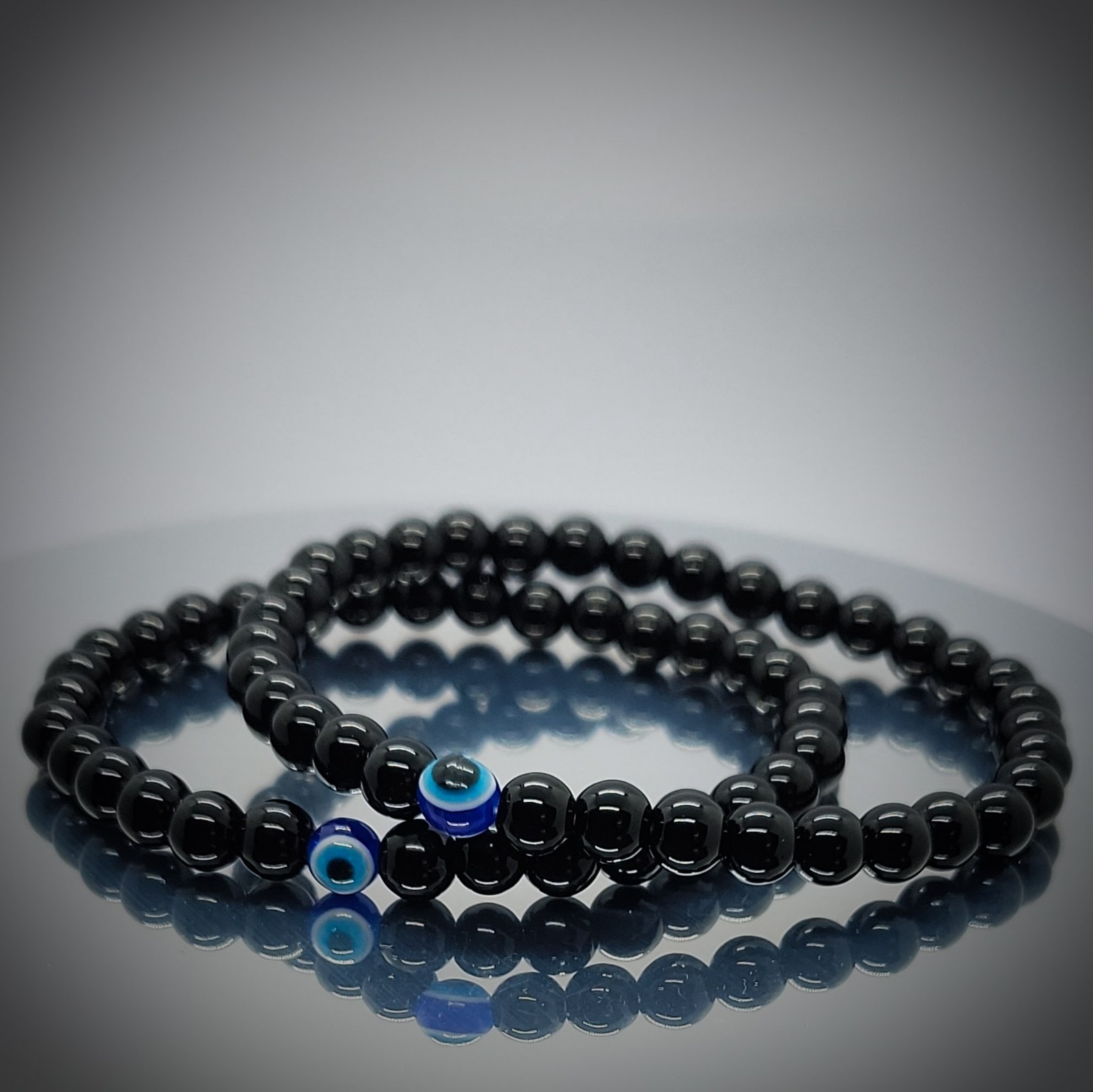 Beaded Black obsidian Hand Evil Eye Bracelet Reiki Women Men