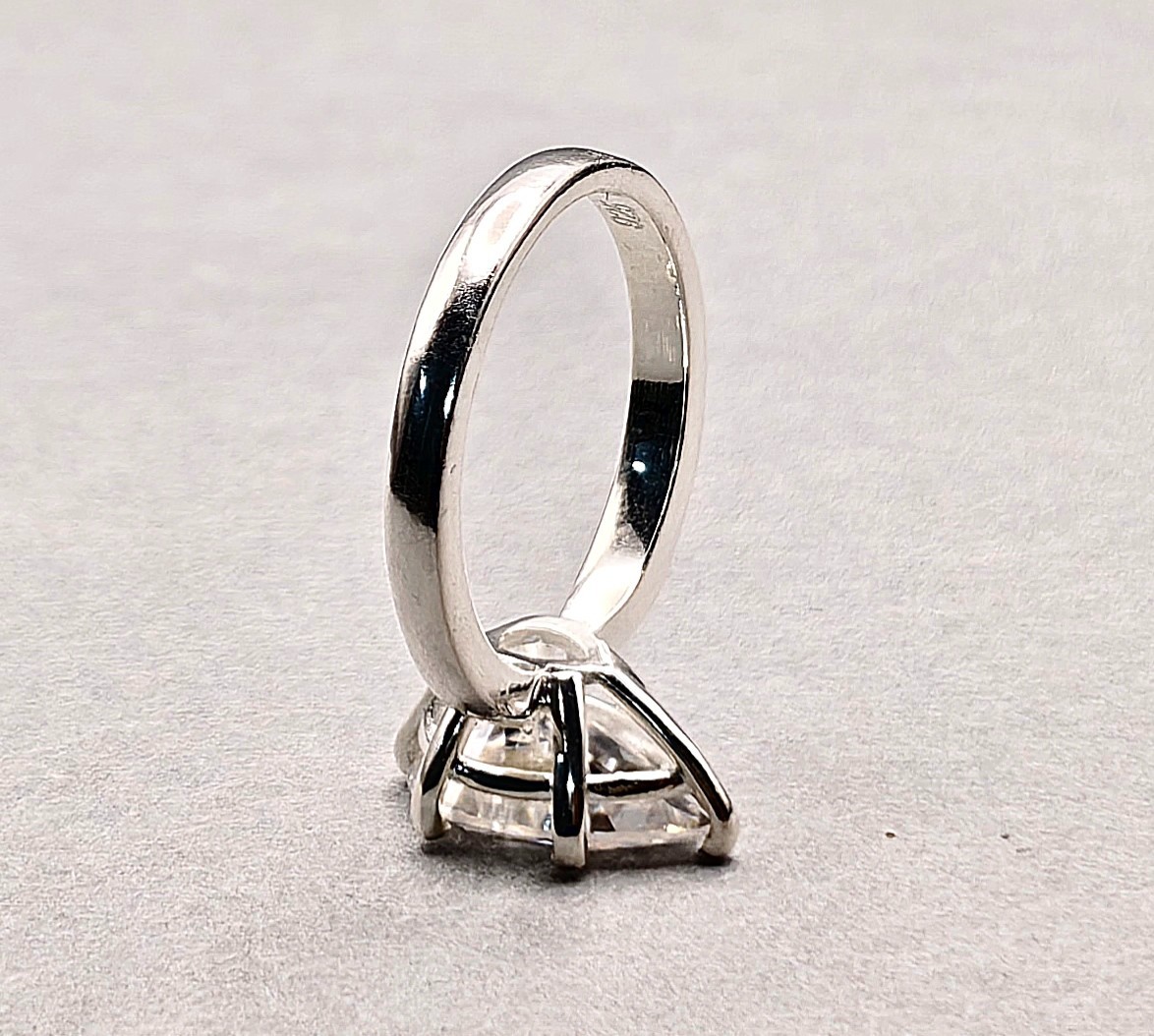 3.00 ct certified treated white diamond ring in 925 silver