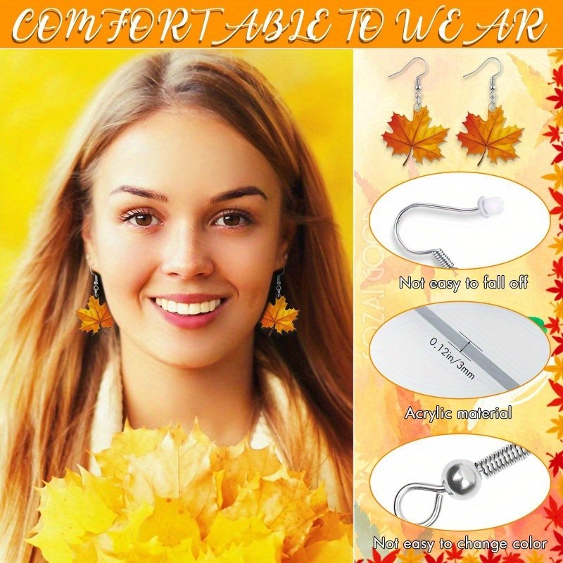9/12 Pairs Thanksgiving Dangle Earrings Set Fall Holiday Jewelry Gifts for Women