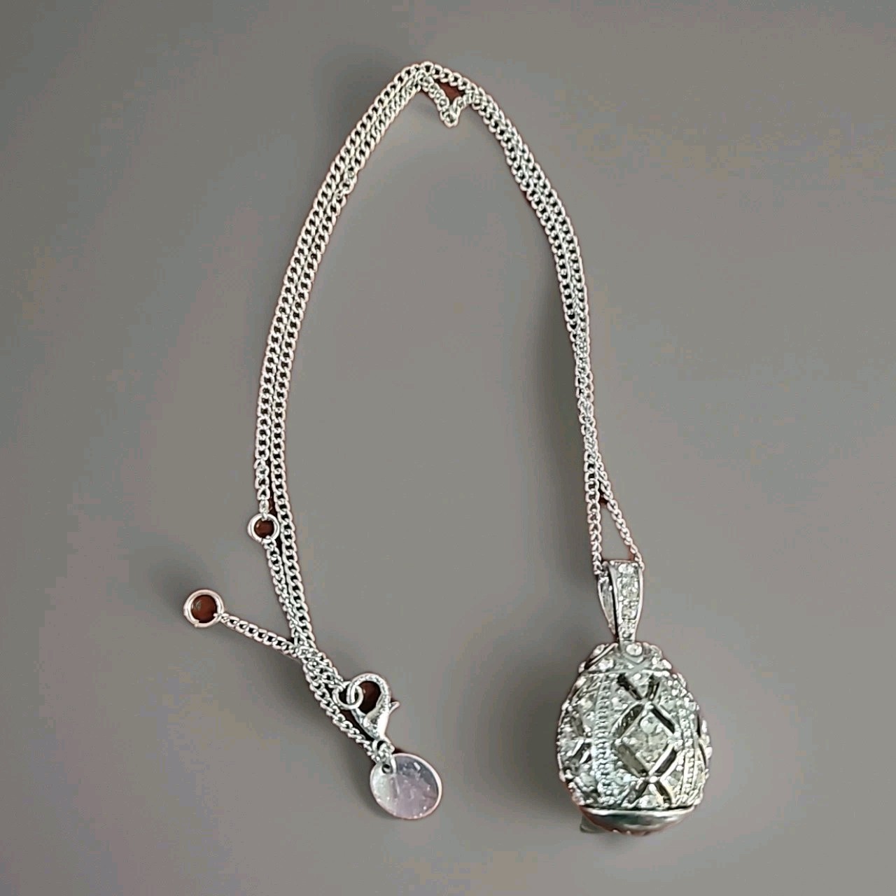 Lovisa Moissanite Egg Pendant with Necklace & Extenders Large 1.5″ Brilliant