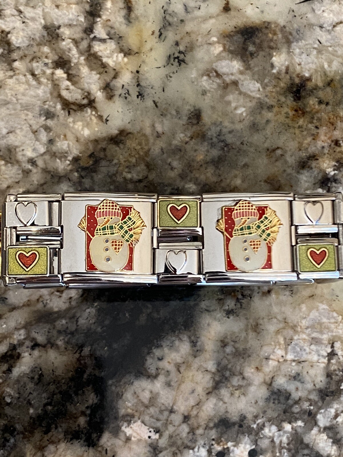9mm & 18mm Snowman Hearts Italian Charm Bracelet New