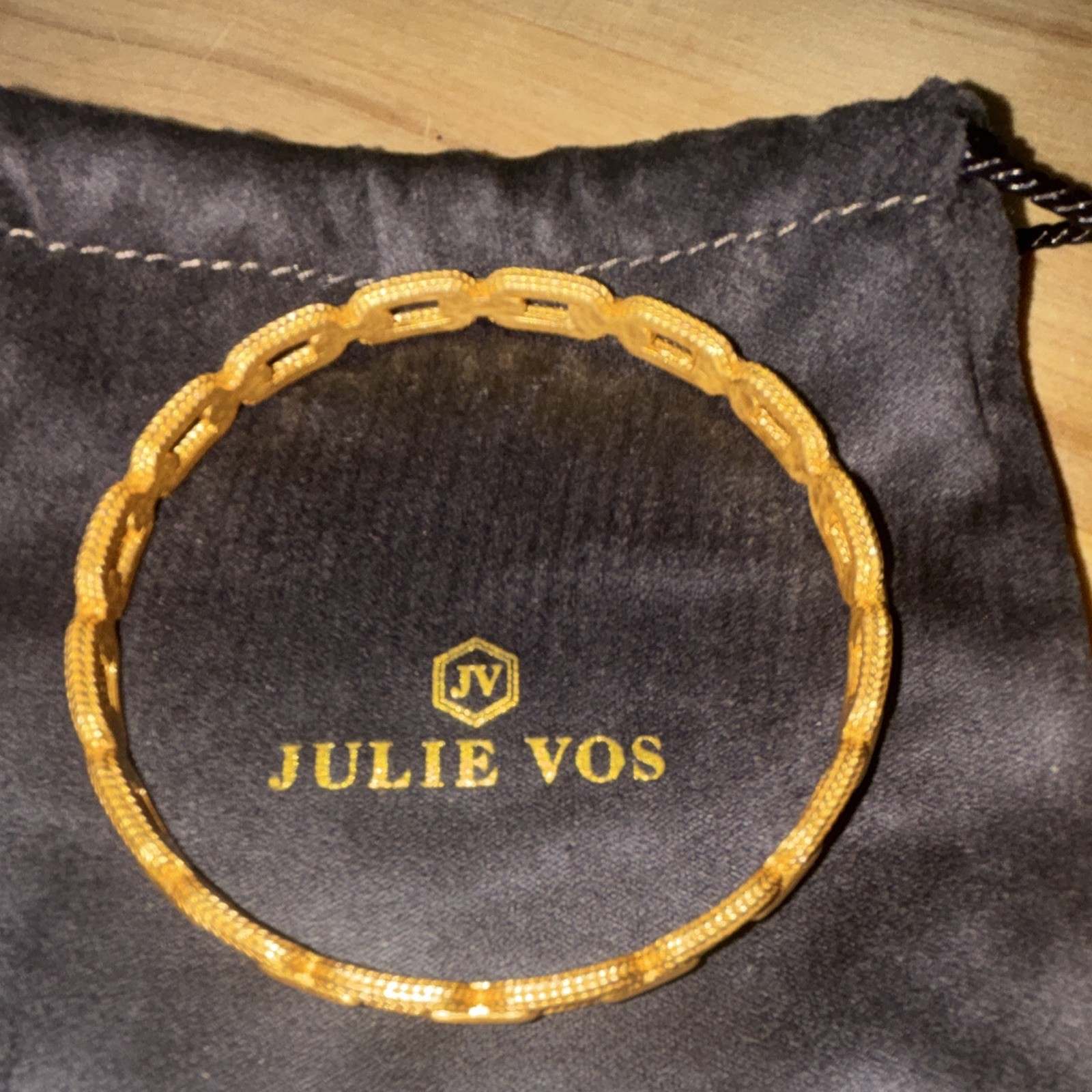 Julie Vos Gold Tone Bar Link Chain Bracelet, Toggle Closure, Brass Metal