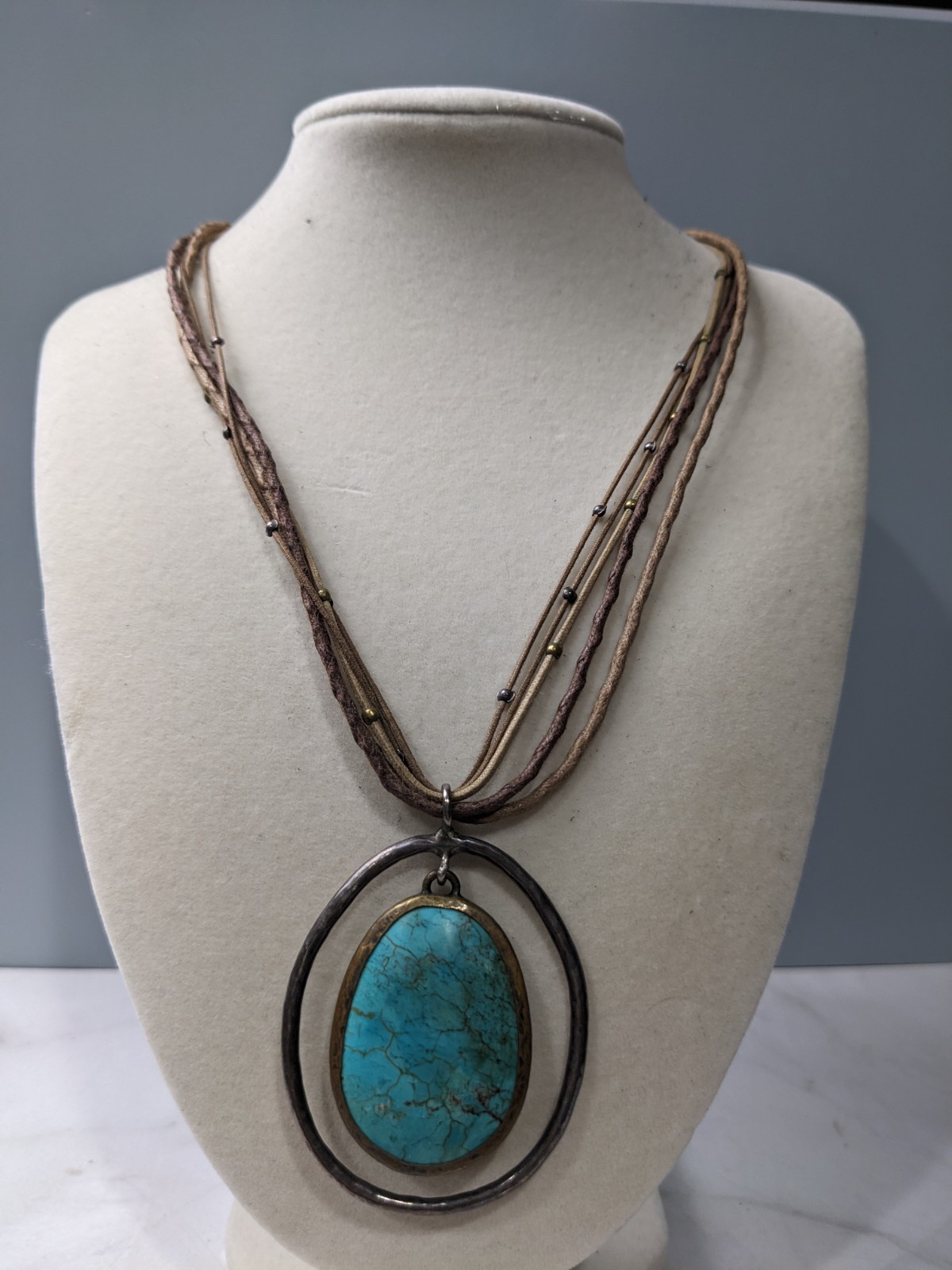 Silpada Pendant Howlite Necklace N1804 Leather Turquoise Sterling Silver 925