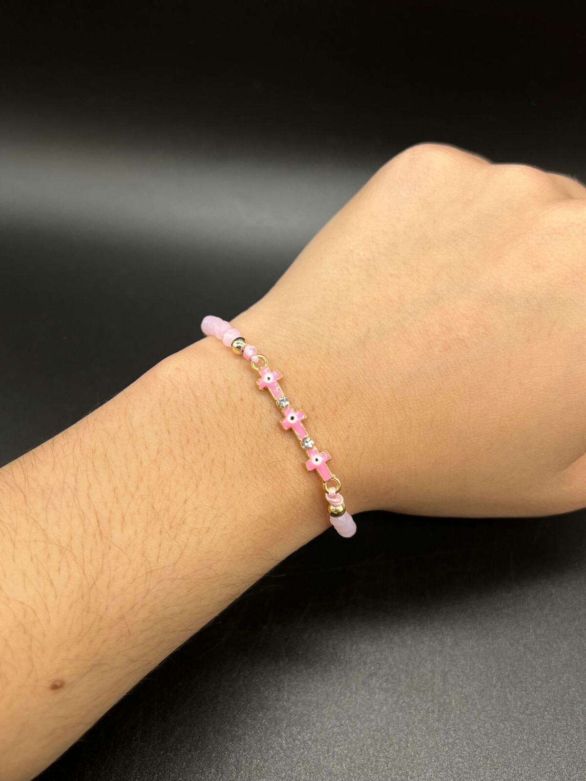 Crosse Evil Eye Bead with Crystal Adjustable Bracelets
