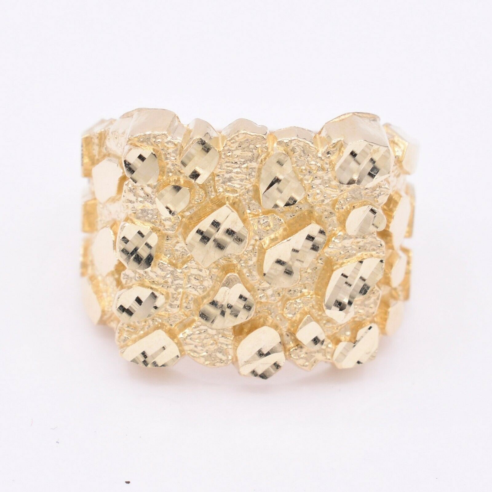 Mens Nugget Puffed Square Ring Real Solid 10K Yellow Gold ALL SIZES Unisex