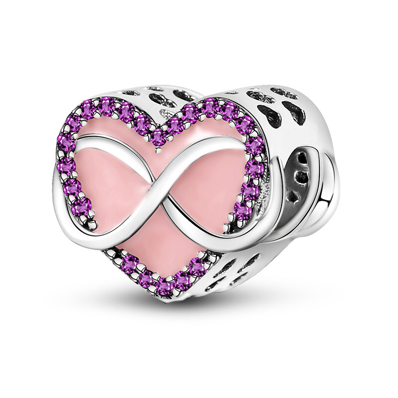 Forever Love Heart DIY Charm AAA CZ 925 Sterling Silver For Beacelet Necklace