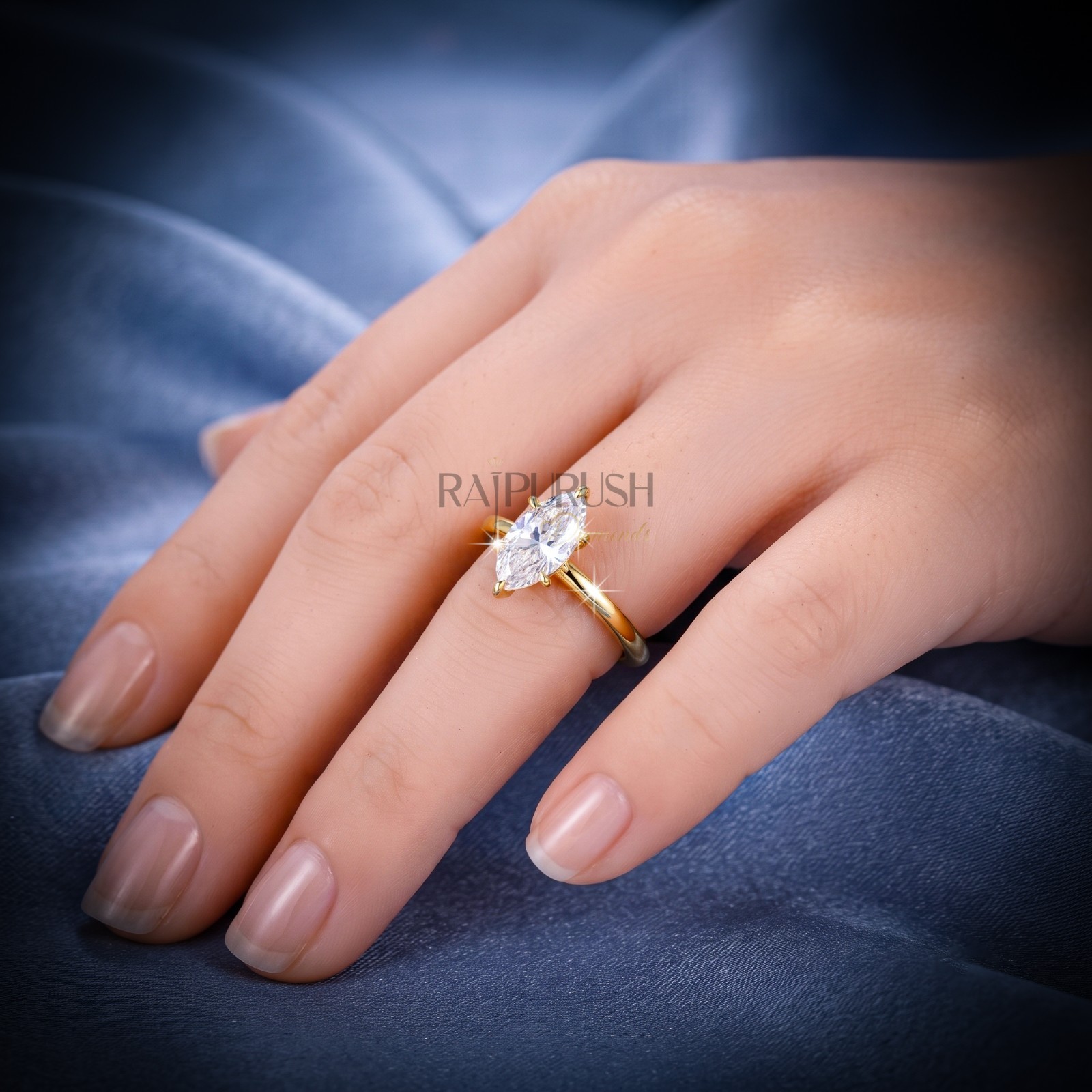 Marquise Cut Moissanite Engagement Ring -Sterling Silver Solitaire Promise Ring