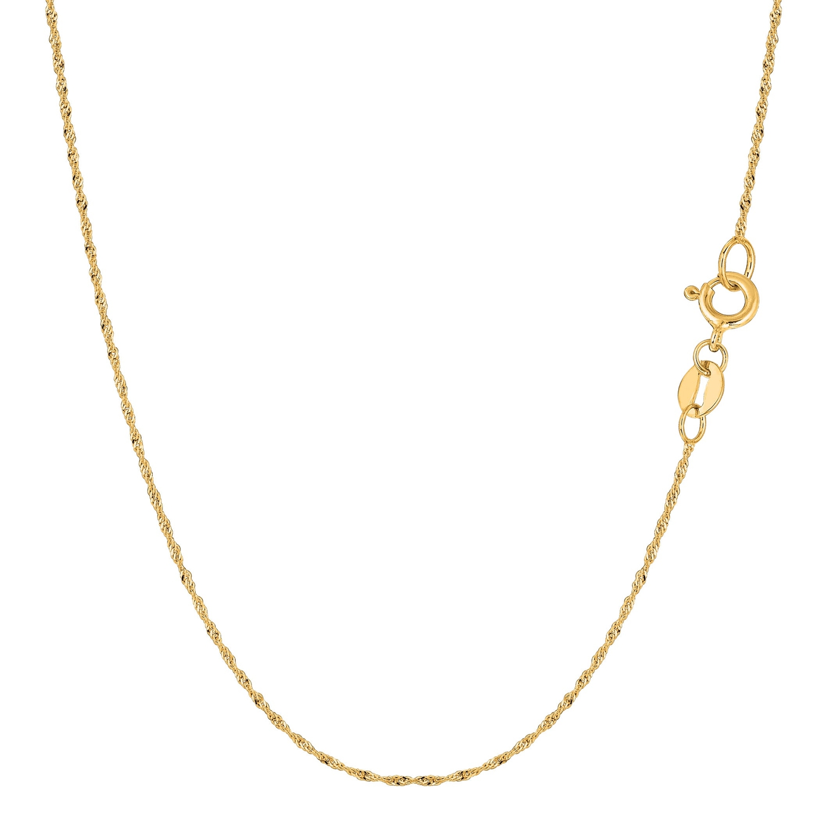 10k Yellow Real Gold Singapore Chain Necklace, 0.8mm, 16″