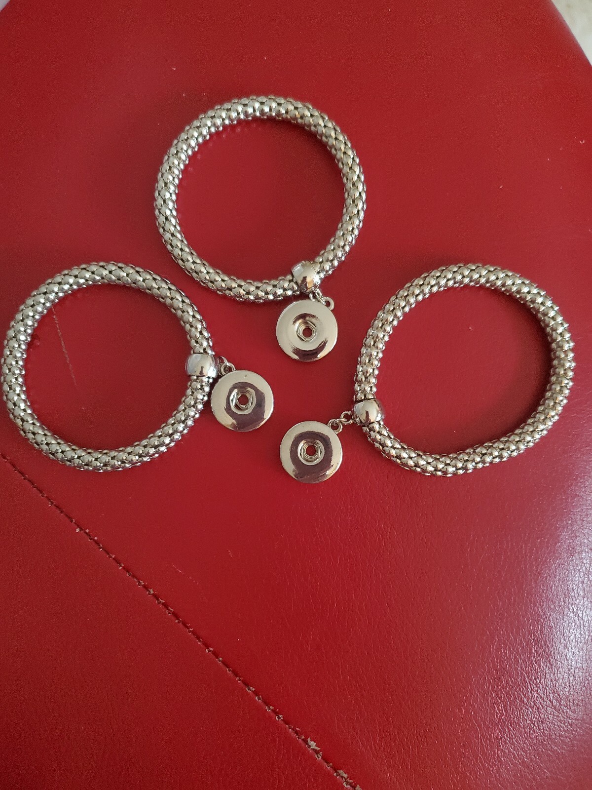Bracelet silver stretch Snap Charm size as Ginger Snaps Magnolia & Vine 18mm