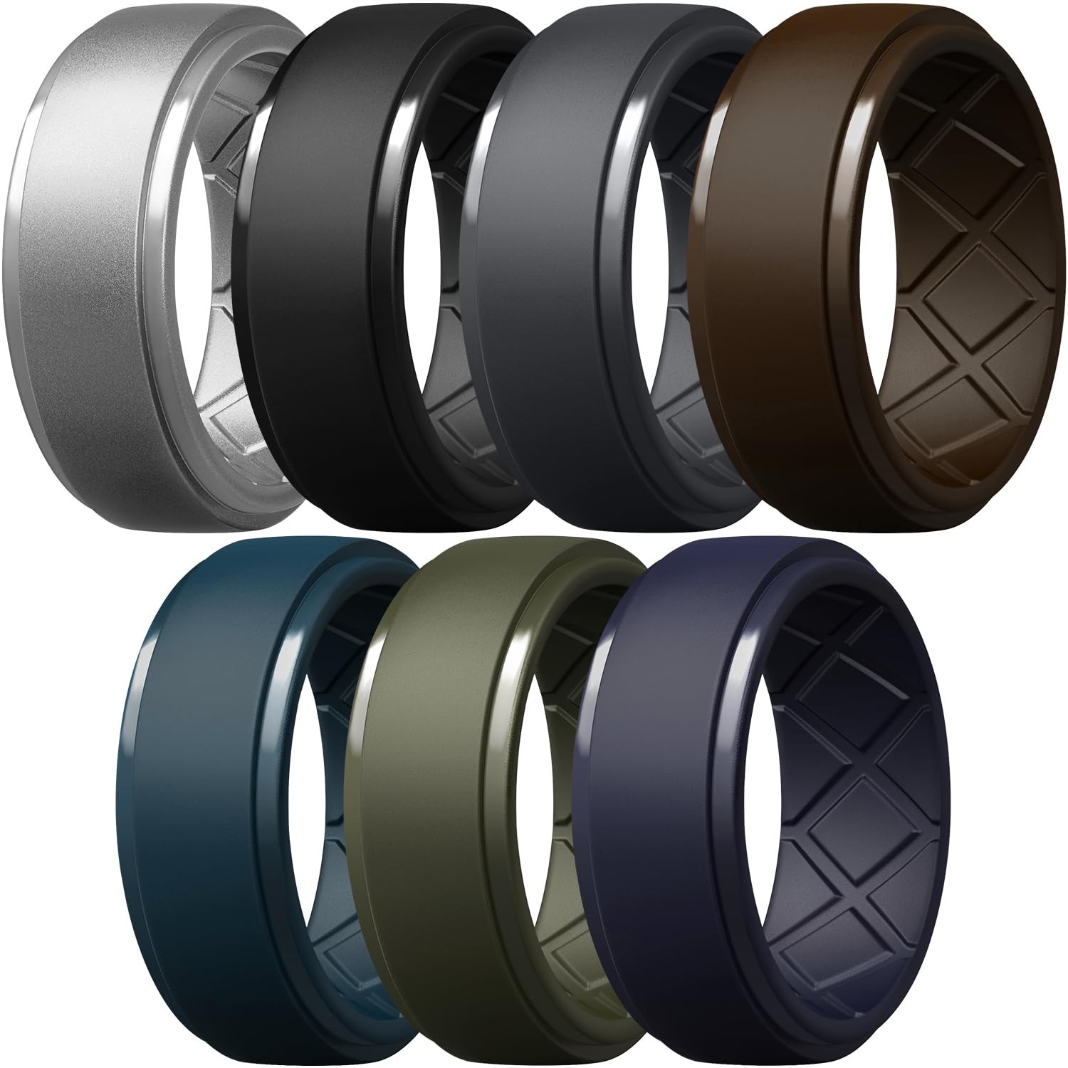 Egnaro Silicone Rings For Him, 10mm Wide Flexible Work Rubber Wedding Bands