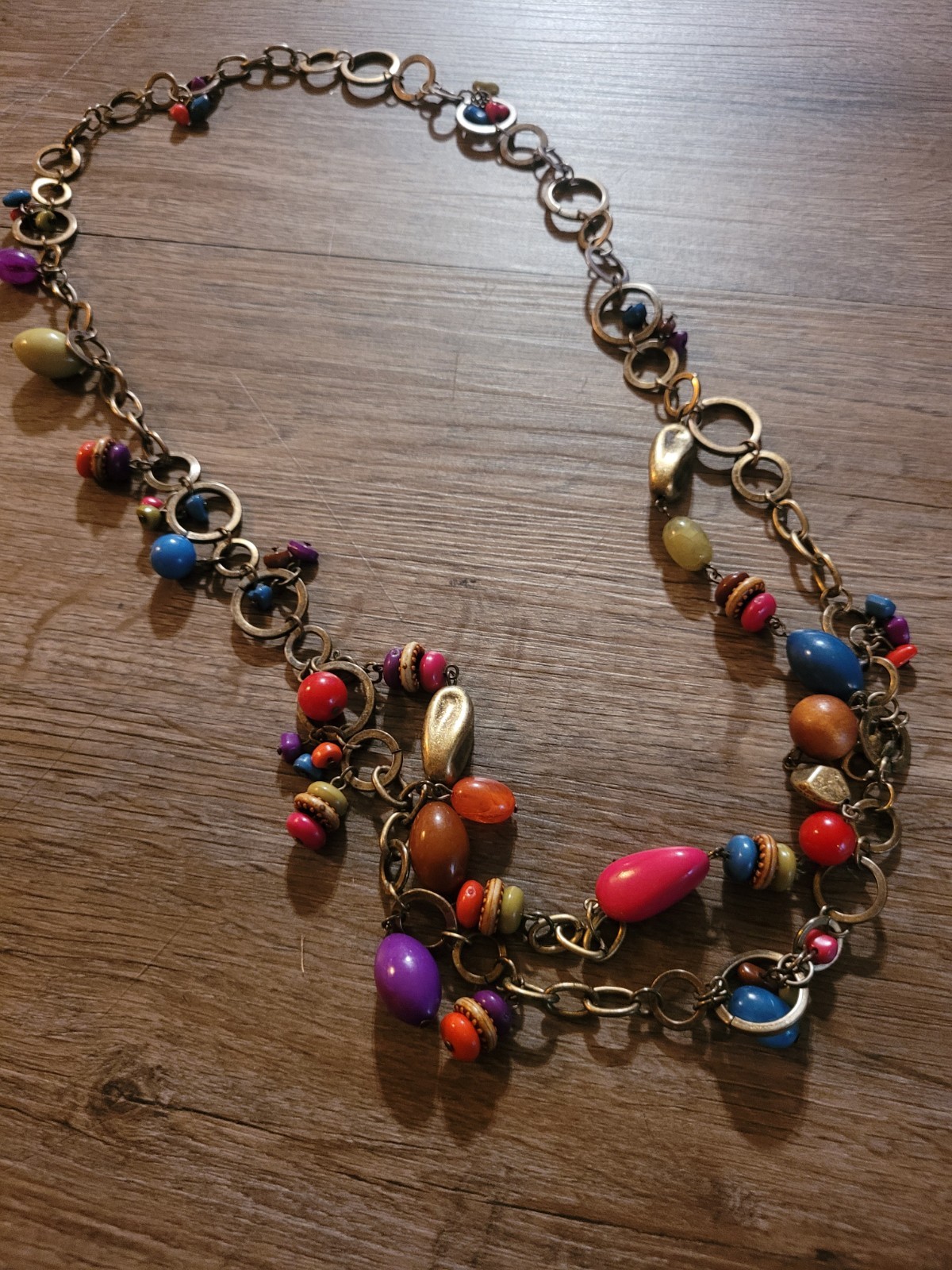 Multicolor Beaded Necklace Costume Jewelry Multi Strand Statement Necklace