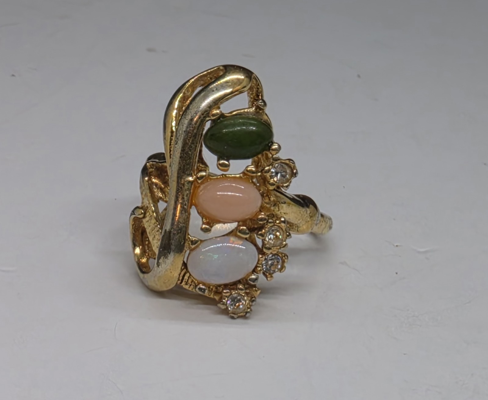 Vintage Ana BeKoach Cocktail Ring Multi Colored Cabochons 14K Gold Fill Size 6.5