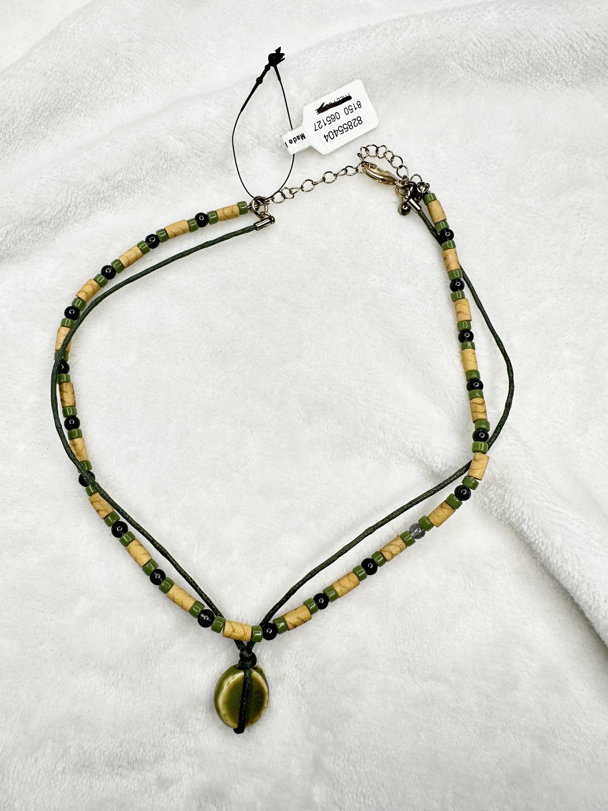 NEW Free People Dora Layer Necklace in Green Bohemian Beach Layered Hippie 70s