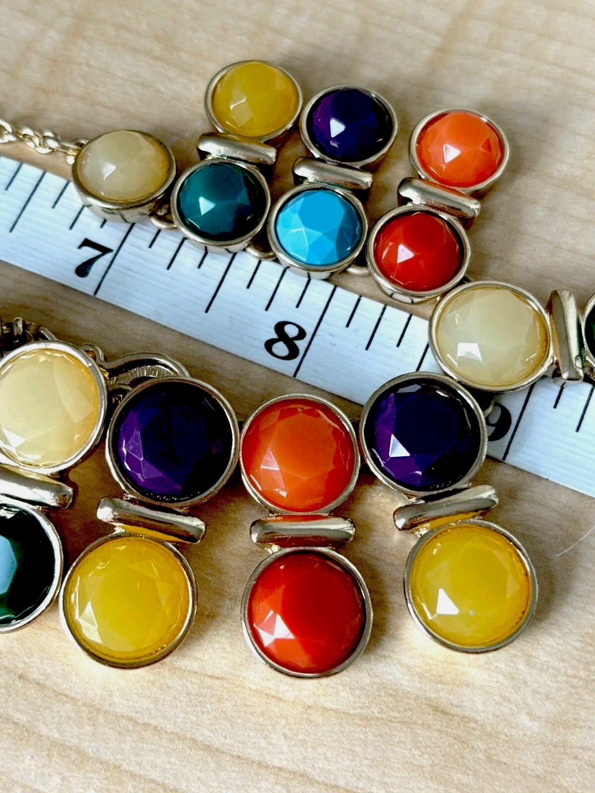 Liz Claiborne Colorful Statement Necklace_ Gold Tone_ Very Good Used Condition