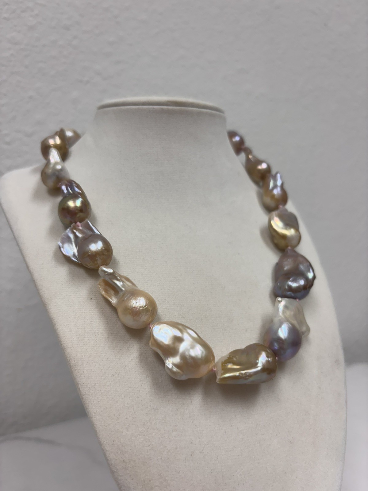 Rare 13-18mm Natural Pink Purple Multicolor Baroque Keshi Pearl Necklace 16 in