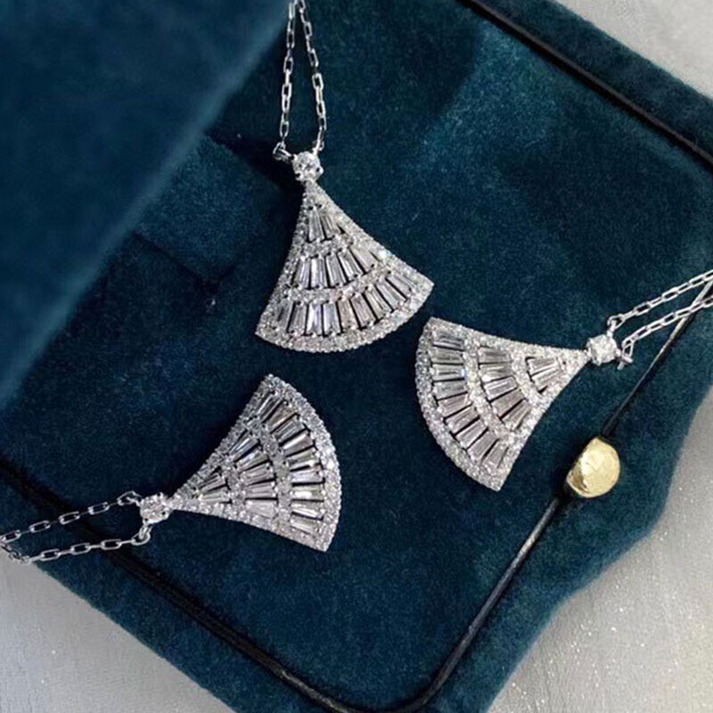 Fashion Women 925 Silver Filled Wedding Necklace Pendant Cubic Zirconia Jewelry