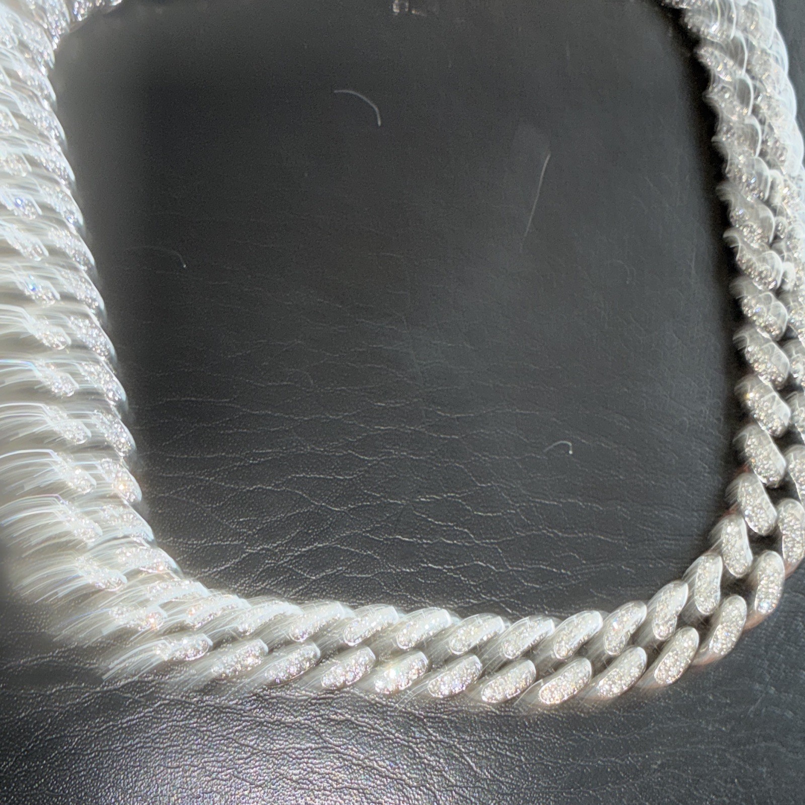 Silver plated Iced Out Cuban Link Chain w/ Box Clasp 16 inch choker. Brass