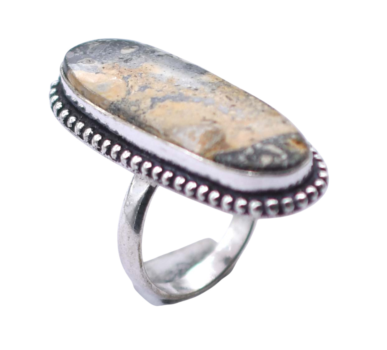 Moss Agate Ethnic Handmade Ring Jewelry US Size-6.25 R 7037
