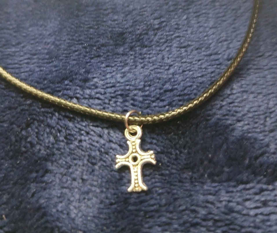 Silver Jesus Cross Christian Charm Rope Cord Necklace Faith Religion Jewelry