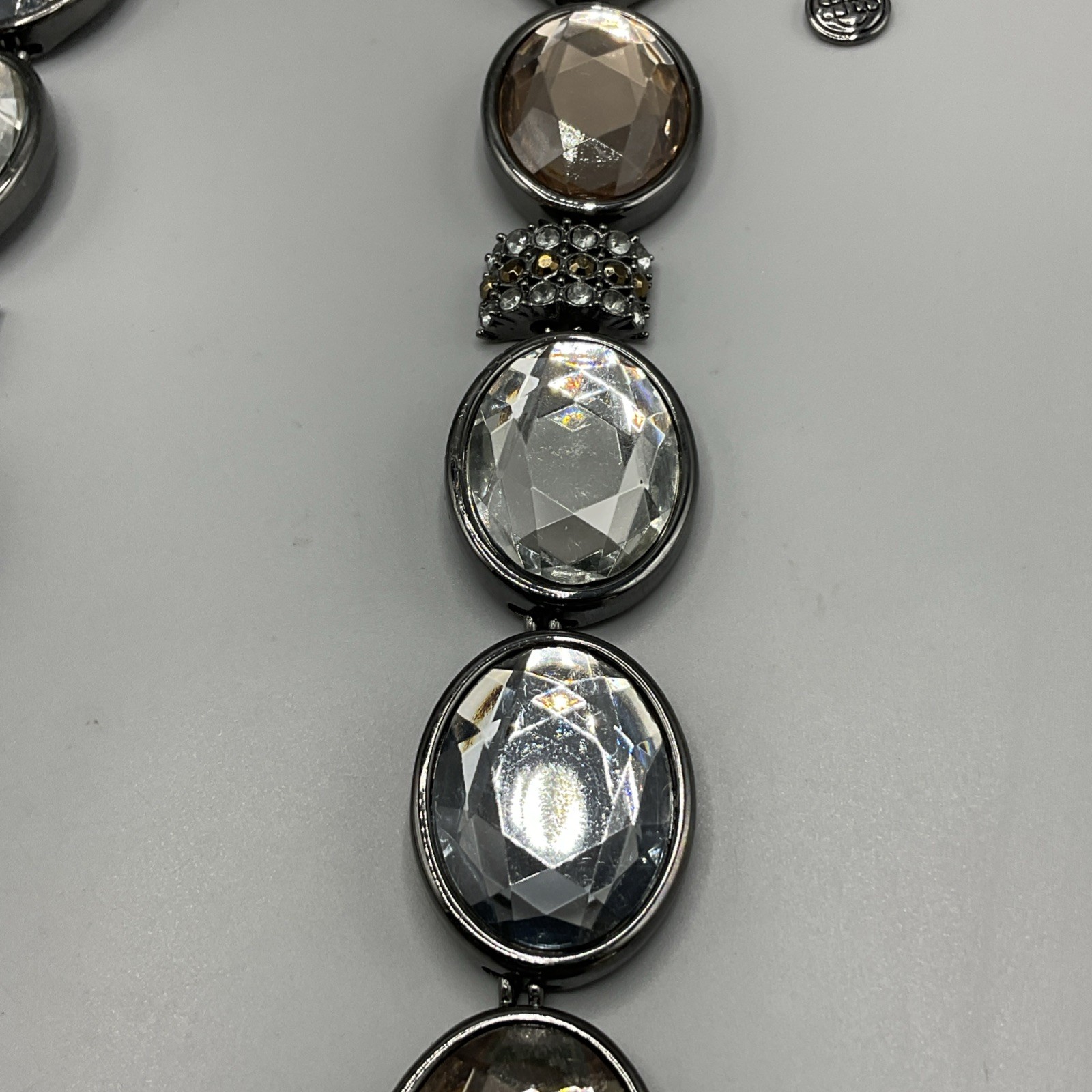 Designer Signed Dana Buchman Statement Necklace Silver Tone Rhinestone