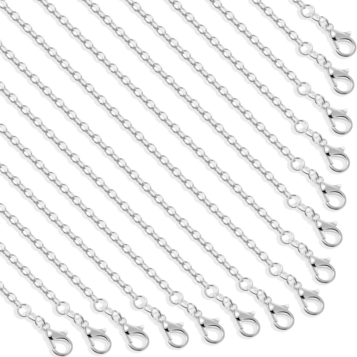30 Pack Necklace Chains Bulk for Jewelry Making, Selizo Bulk Necklace Chains Sil