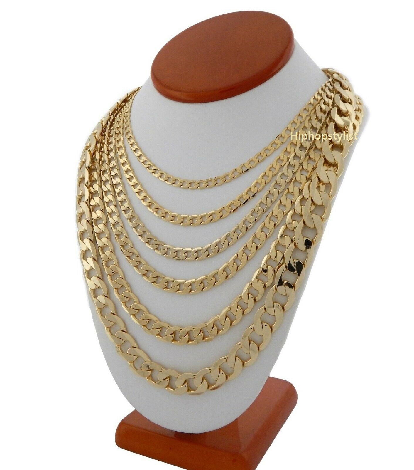 Men’s 14k Italian Cuban link Chain Necklace 3.5mm to 12mm Gold Plated