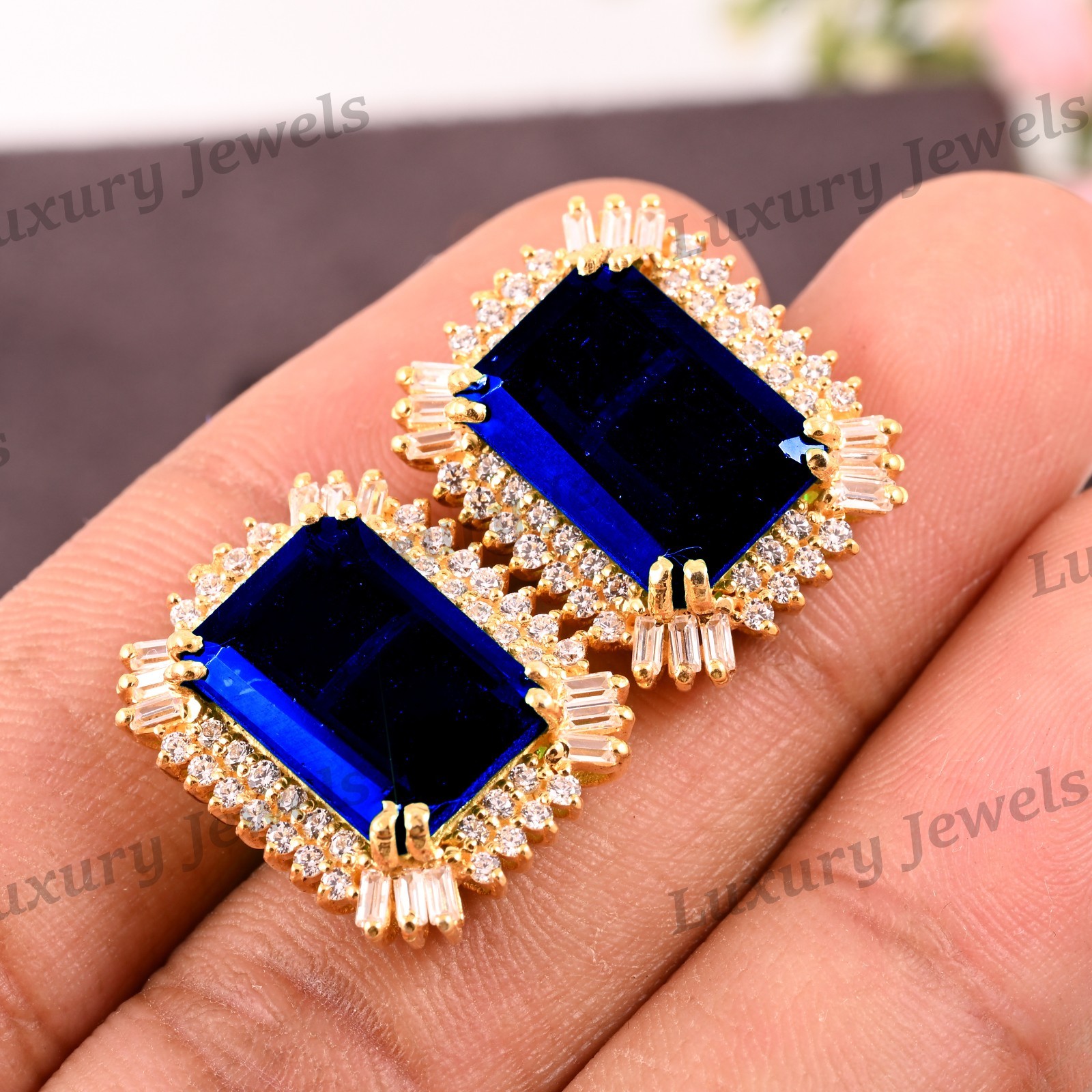 Natural Blue Sapphire 925 Silver Earrings Dainty September Birthstone Gift