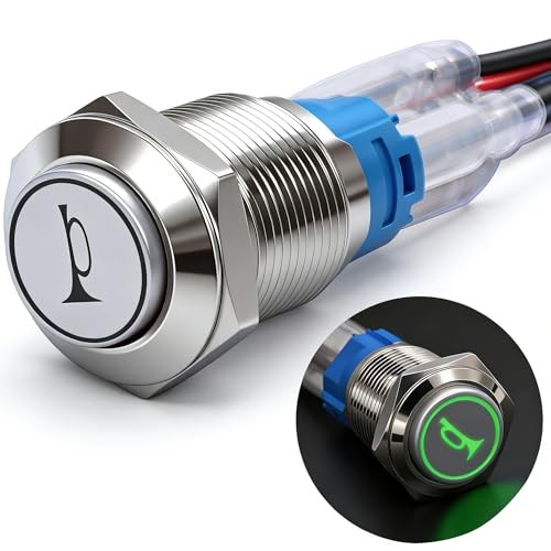 /16MM Raised Speaker Horn Momentary Push Button Switch 5/8″ 16mm SR-green