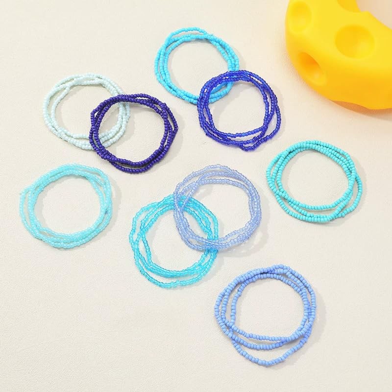 Cute Handmade Colorful Seed Beads Bracelet Set Bohemian Crystal Glass Beads S…