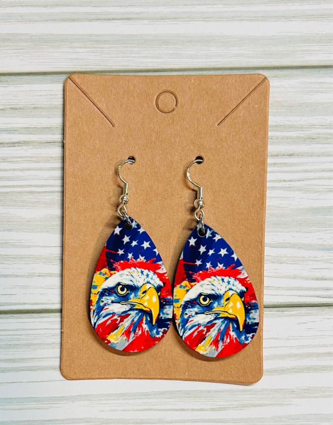 Red white and blue eagle earrings