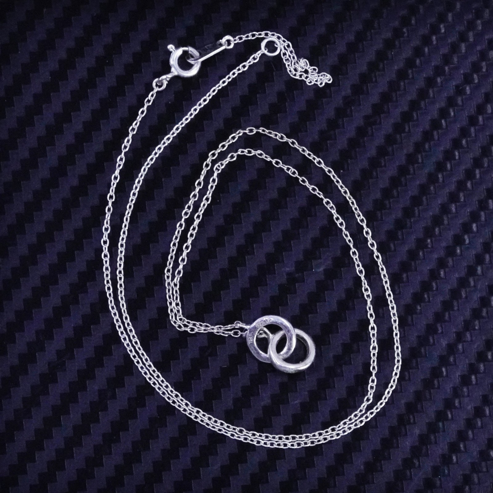 16+1”, sterling silver 925 circle necklace cluster cz entwined circle pendant