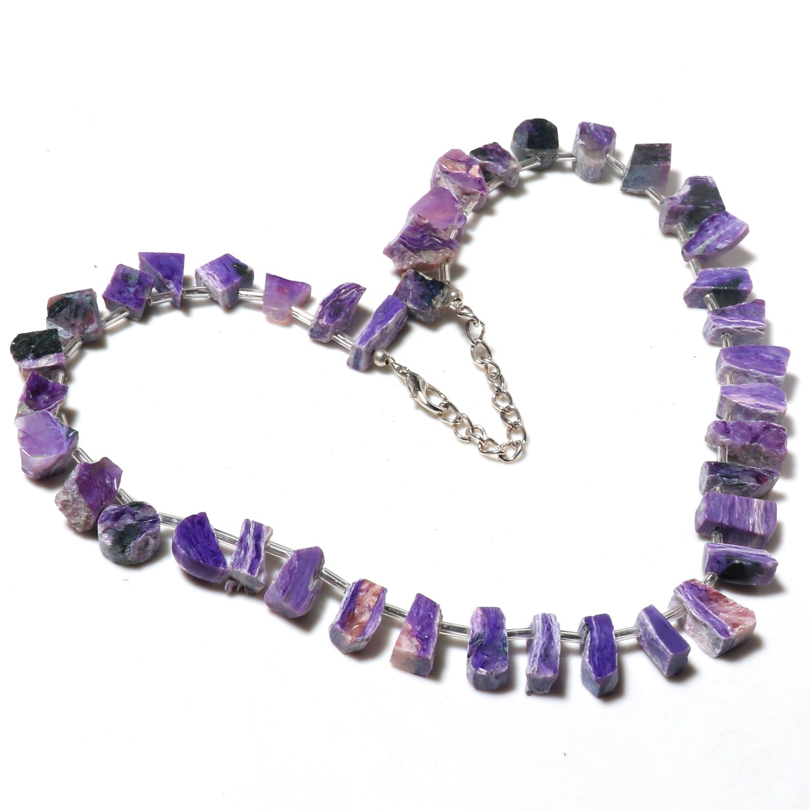 Natural Rough Gemstone Beaded Necklace 925 Sterling Silver Chain Boho Jewelry