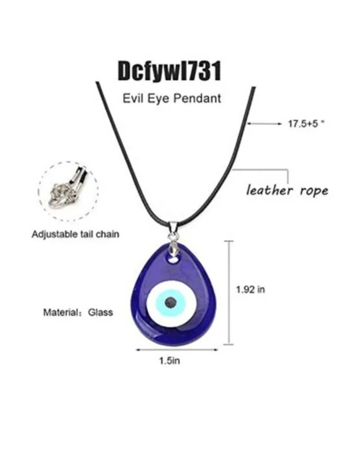 Evil Eye Necklace Bracelets,Blue Turkish Glass Leather Rope Evil Eye Necklace