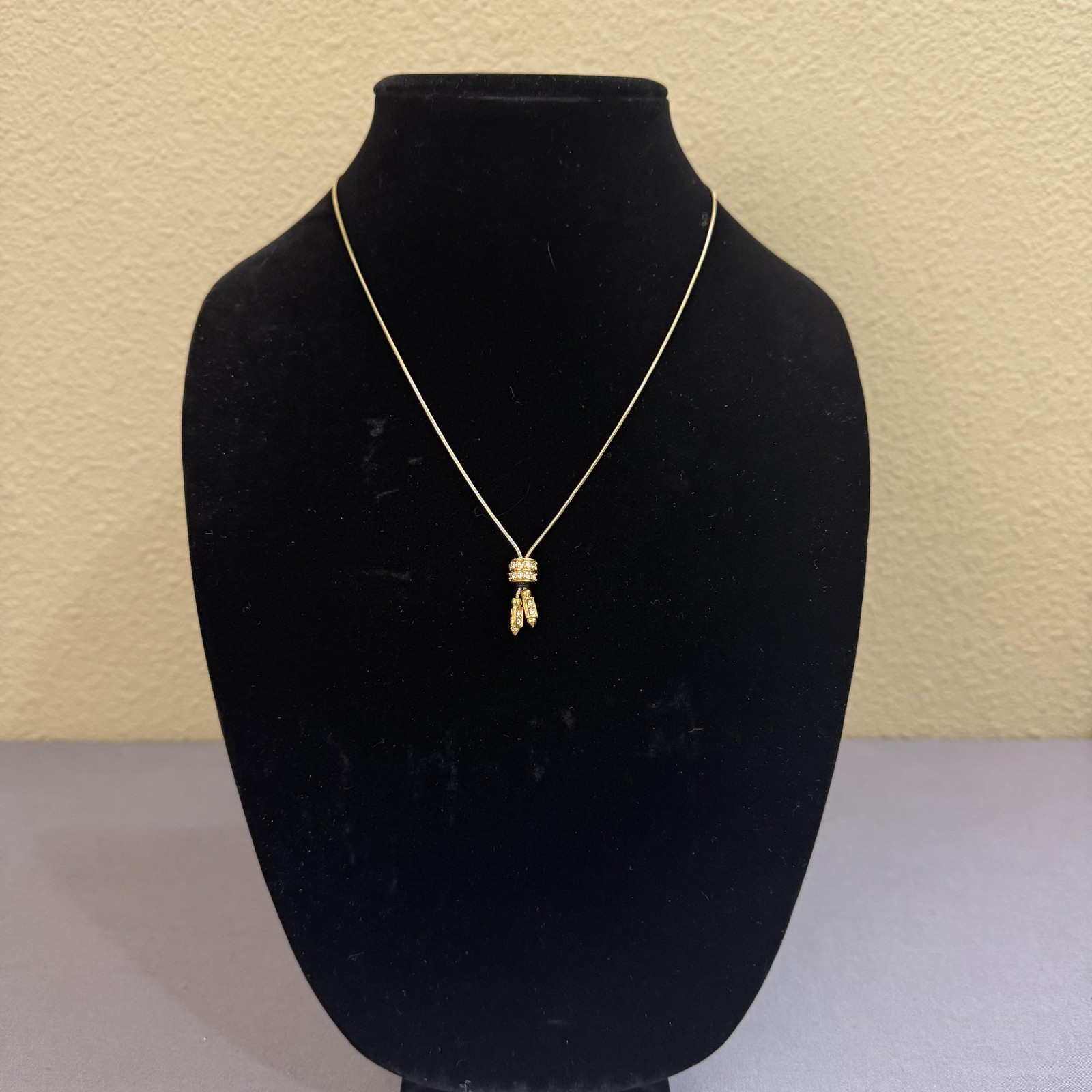 Gold Tone Rhinestone Slider Y Drop Chain Necklace 21 In Womens Fashion Jewelry