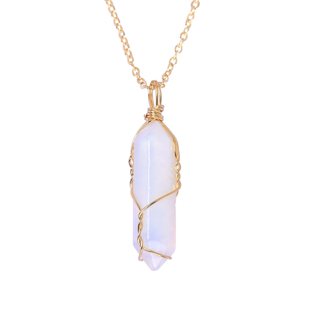Natural Quartz Crystal Point Chakra Healing Gemstone Pendant Necklace Stone Gift