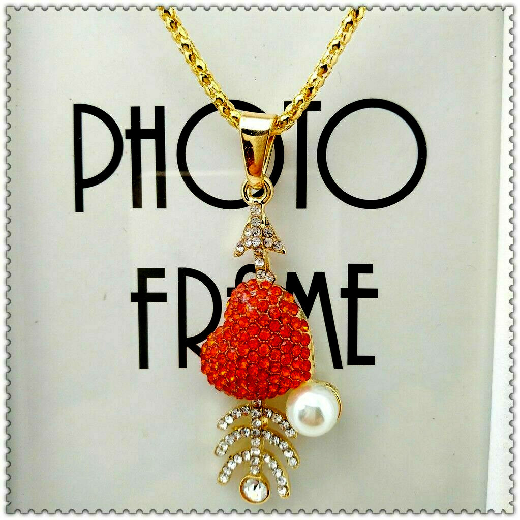 3D CUPID Arrow VALENTINE HEART Rhinestone Retro LOVE Necklace Red