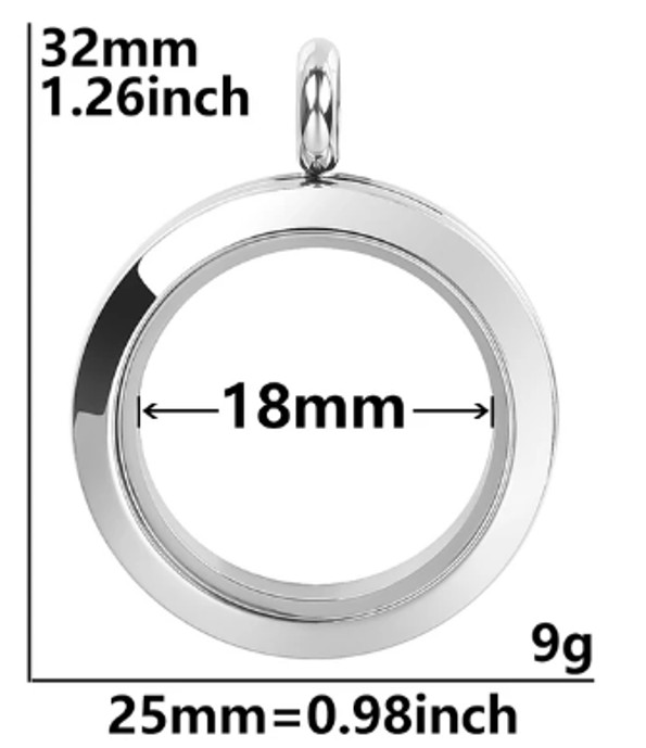 Stainless Steel 18mm Round Locket Coin Charm Photo Holder Necklaces DIY