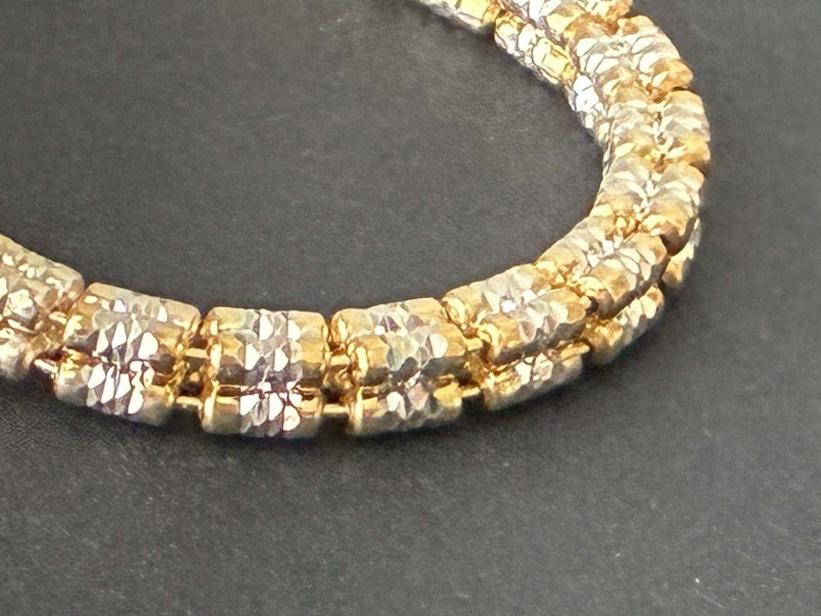 Sterling Silver 925 four barrel bracelet 7” 3mm/ Two tone Silver and Gold